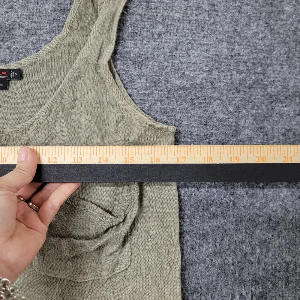 RLX Ralph Lauren Tank Top Womens Size S Olive Green Linen Knit Pocket Sleeveless